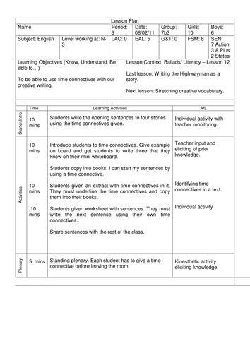 Ballads/Literacy - Lesson 12