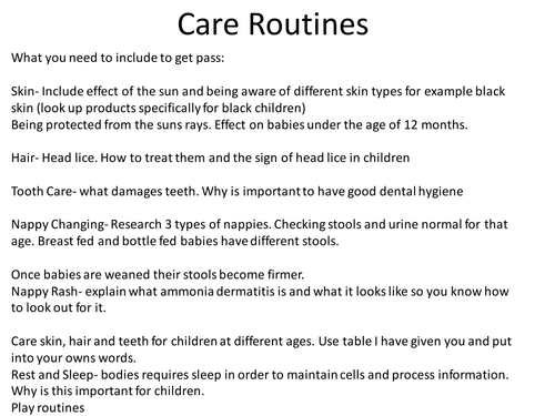 BTEC - Childcare - Care Routines