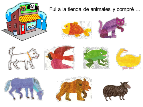 Animal vocabulary practice activity - la tienda