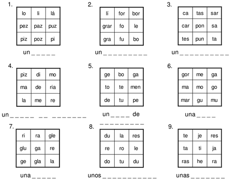 Pencil cases simplified syllable squares spelling