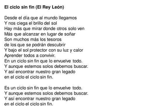 El ciclo sin fin (Circle of Life) song & lyrics