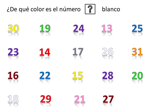 Numbers 13-31 practice listening activity