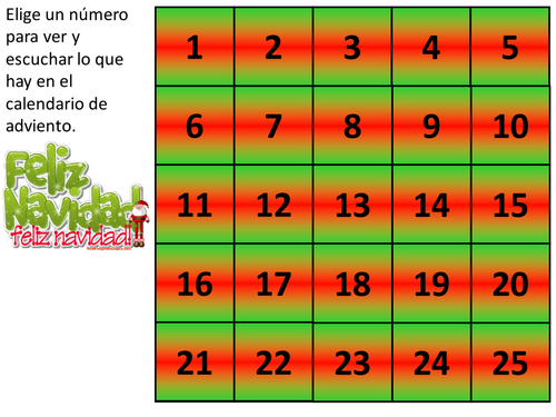 Numbers 1-25 practice activity – advent calendar