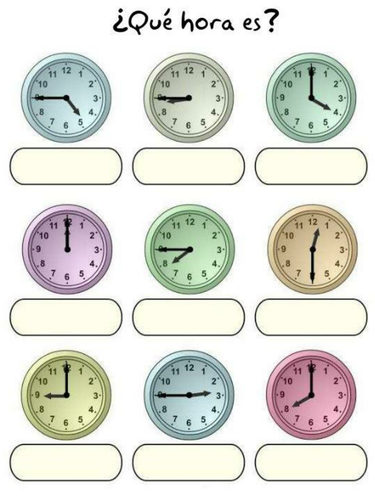 Telling the time – writing practice