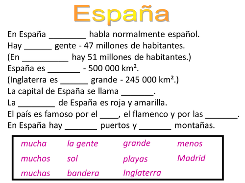 What is there is Spain – gap-fill activity