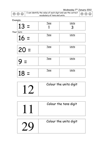 worksheets for partitioning two digit numbers teaching resources