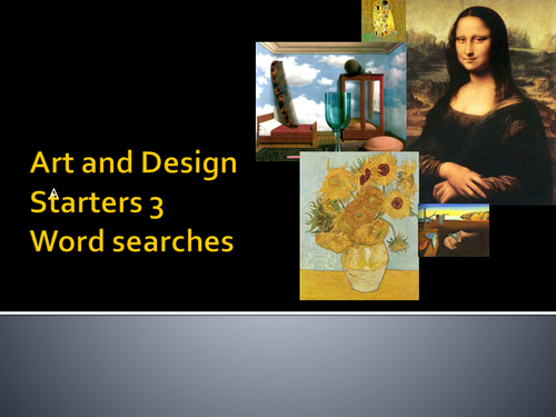 Art and Design Starters Word searches
