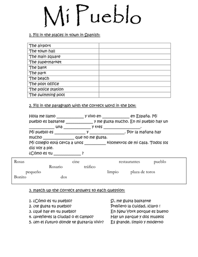 Describing a city in spanish picture