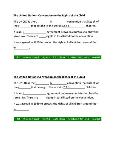 UNCRC Word Fill