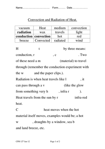 Conduction, Convection, Radiation. | Teaching Resources