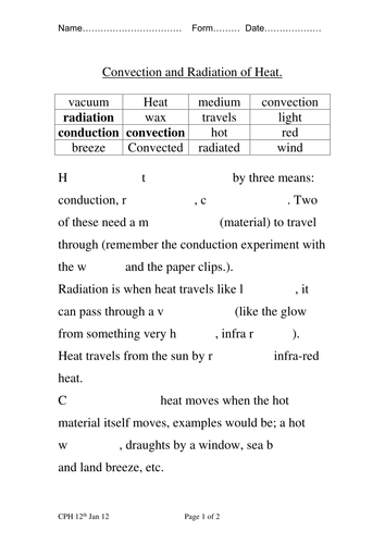 Printables Conduction Convection Radiation Worksheet conduction convection radiation worksheet precommunity printables worksheets by chrisphughes teaching resources tes