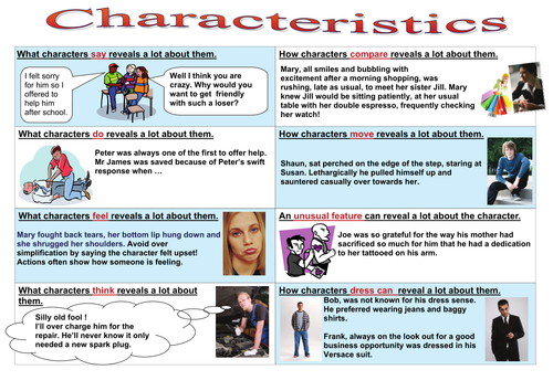 Characterisation 8 Characteristics Focus Mat Teaching Resources