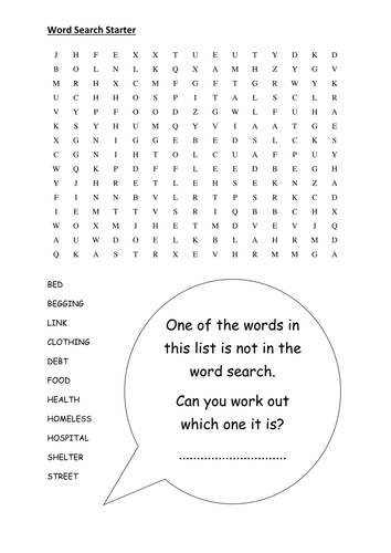 Stone Cold - Lesson Starter Wordsearch