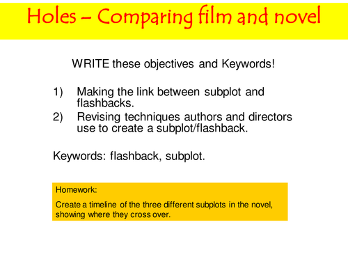 Holes Comparing Film and Novel lesson PP