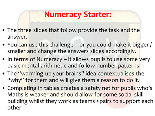Numeracy Across the Curriculum - InsideThe Box