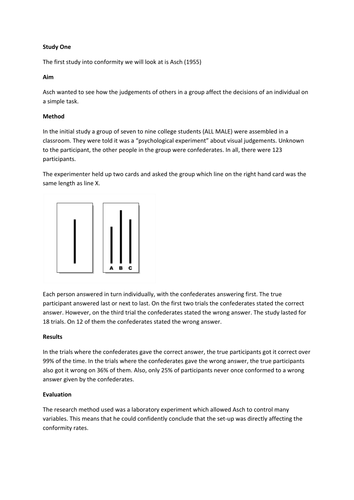 Asch's Study Worksheet