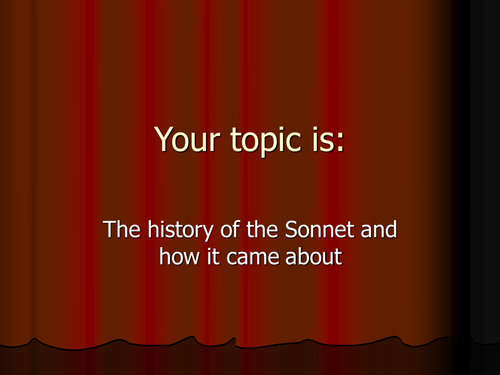 Investigating Pre 1914 Poets History Of the Sonnet