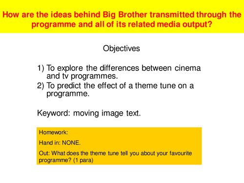 Big Brother Lesson PP - ideas behind it.