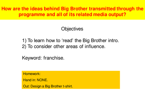 Big Brother Lesson PP - Analysing The Introduction