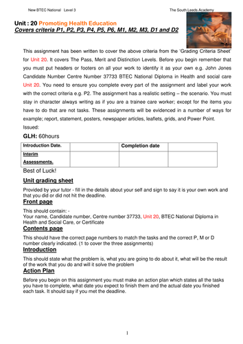 Unit 20 level 3 BTEC National
