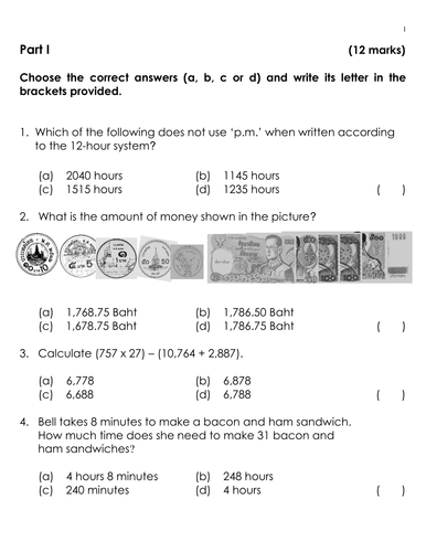 KS2 Quiz (Time, Money and Combined Operations)