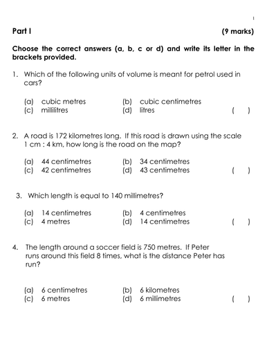 ks2 age 7 11 quiz length mass and volume teaching