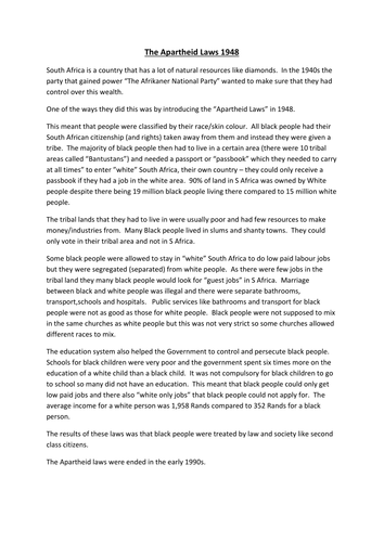 Apartheid Controlled Ass. - Apartheid Laws