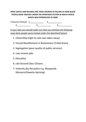 Apartheid Controlled Assessment - Planning