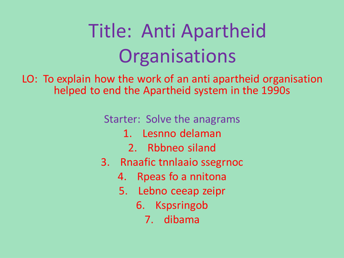 Apartheid Controlled Ass. - Anti Apartheid Orgs.