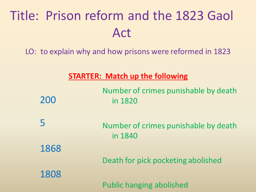 Crime & Punishment - Prison Reform Act
