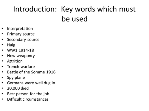 Was Haig Incompetent? - Tips for assessment