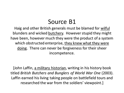 Was Haig Incompetent? - Using Sources