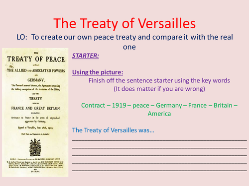The Treaty of Versailles - Lesson Powerpoint