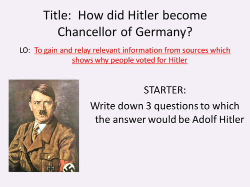 How Hitler Became Chancellor Lesson PP