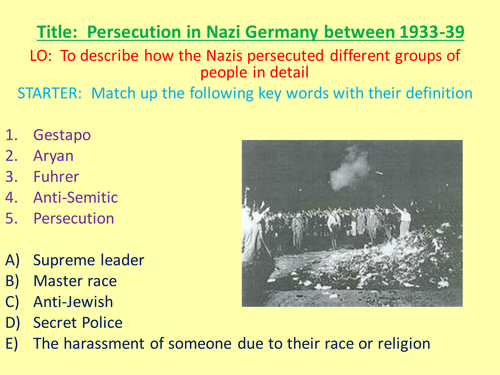 Persecution In nazi germany lesson Powerpoint