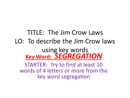 Racism In The USA - The Jim Crow Laws