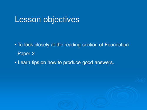 WJEC Legacy Spec Reading Skills Lesson