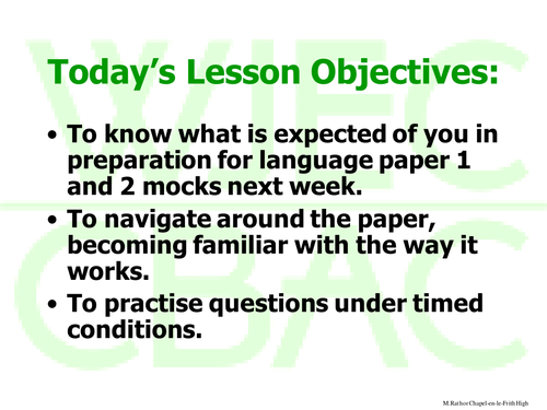 Full lesson PP – Preparing for Writing Sections Ex