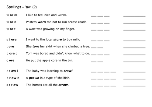 aw spellings 1