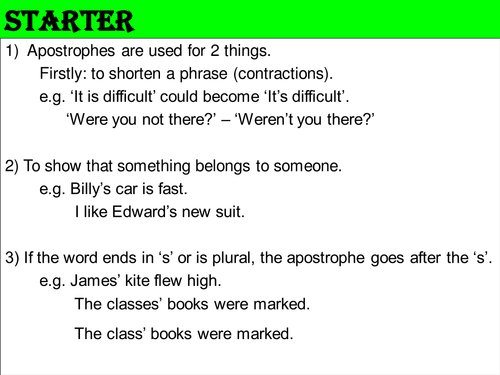 Lesson Starter Apostrophes