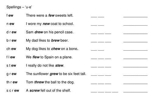 u-e spellings 1 | Teaching Resources