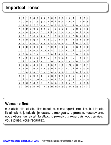 Worksheet and associated wordsearch