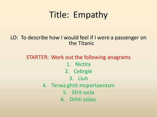 Titanic History lesson – Empathy with the Passenge