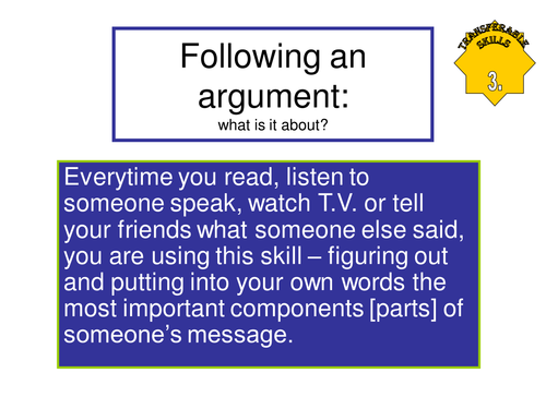Transferable skills- following an argument