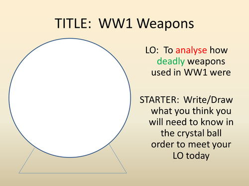WW1 Lesson PP –  SOW Overview
