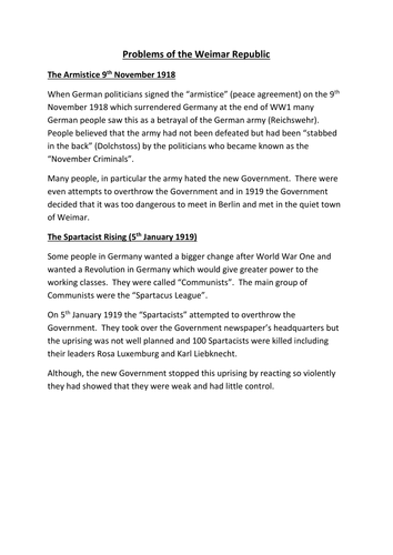 Germany GCSE History – 1919