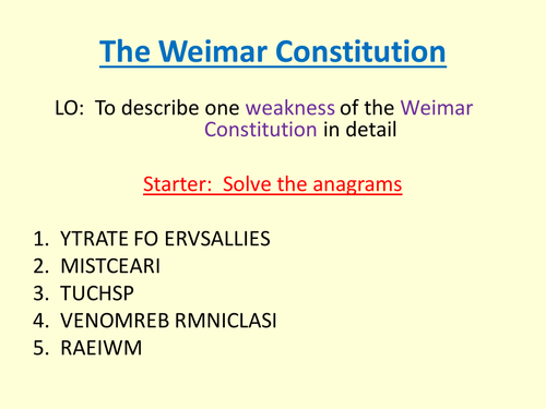 Germany GCSE History – Weimar Constitution