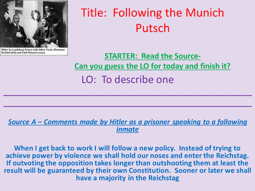 Germany GCSE History – Effect of Munich Putsch