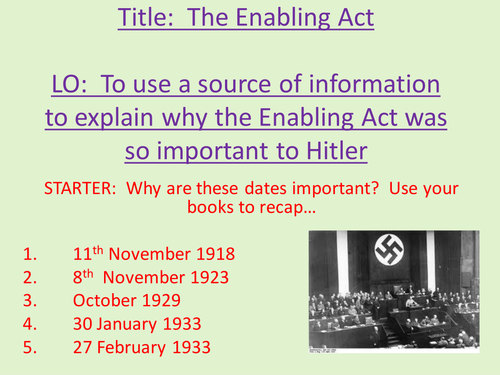 Germany GCSE History – Enabling Act