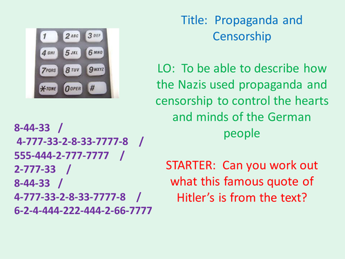 Germany GCSE History – Propaganda & Censorship